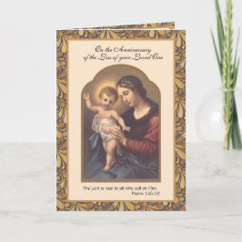 Cartão Maria Virgem Jesus Aniversário da Perda de Ente Qu