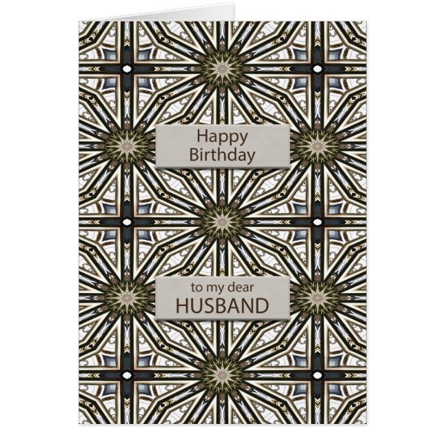 Cartão Marido Aniversário Abstrato Mandala Design (Frente)