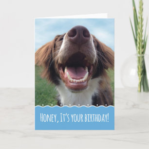 Cartão Marido Aniversário, Cachorro Feliz com Sorriso Gra