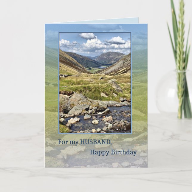 Cartão Marido Aniversário com Paisagem Montanha (Frente)