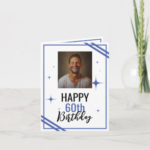 Cartão Marido Branco e Azul Simples 60º Aniversário