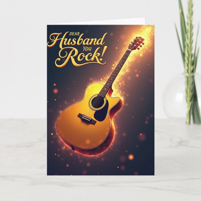 Cartão Marido de Guitarra Dourada (Frente)