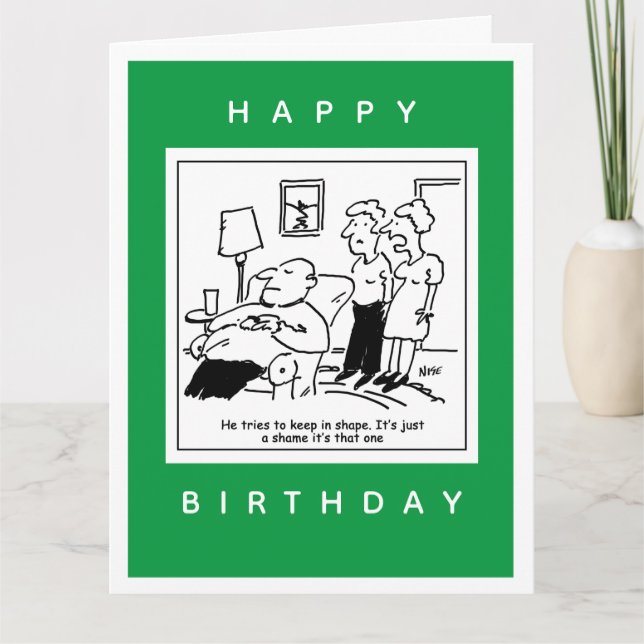 Cartão Marido gosta de ficar em forma Cartoon (Frente)