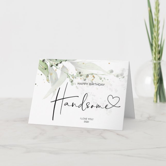 Cartão Marido Presente Feliz Aniversário Bonito (Frente)