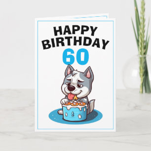 Cartão Marido Rouco Branco e Azul 60º Aniversário