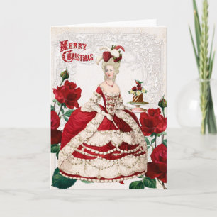 Cartão Marie Antoinette Christmas Card Cake red roses