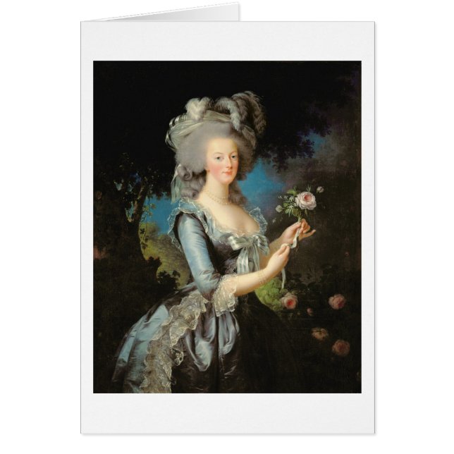 Cartão Marie Antoinette com um rosa, 1783 (Frente)