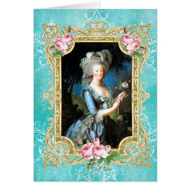 Cartão Marie Antoinette Le Brun Retrato Blue Damask (Frente)