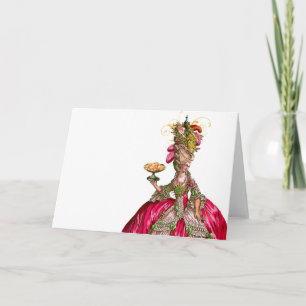Cartão Marie Antoinette peacock and cake
