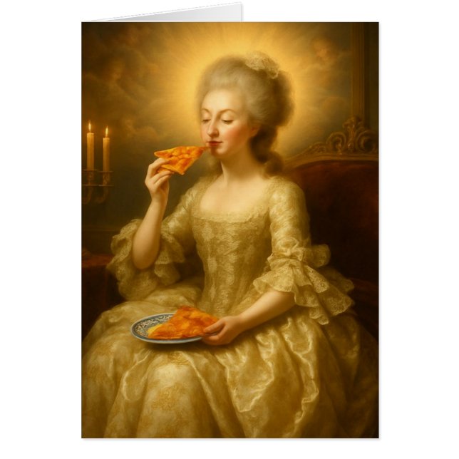 Cartão Marie Eating Pizza Digital Art (Frente)