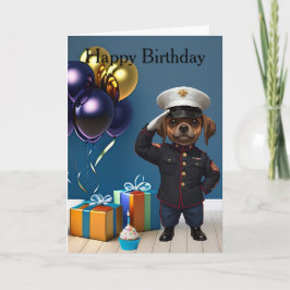 Cartão marine dog birthday Folded Greeting Card