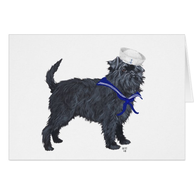 Cartão Marinheiro Affenpinscher (Frente Horizontal)