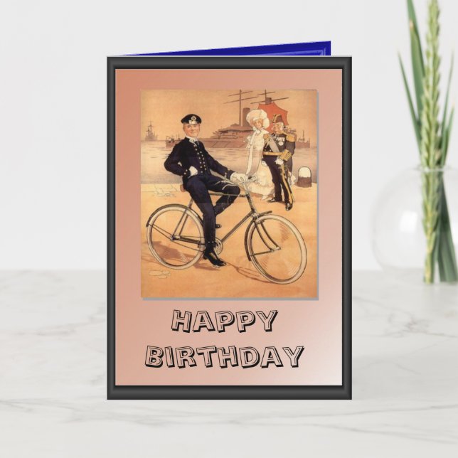 Cartão Marinheiro numa bicicleta (Frente)