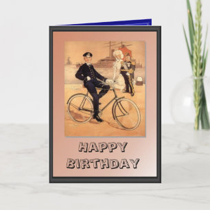 Cartão Marinheiro numa bicicleta
