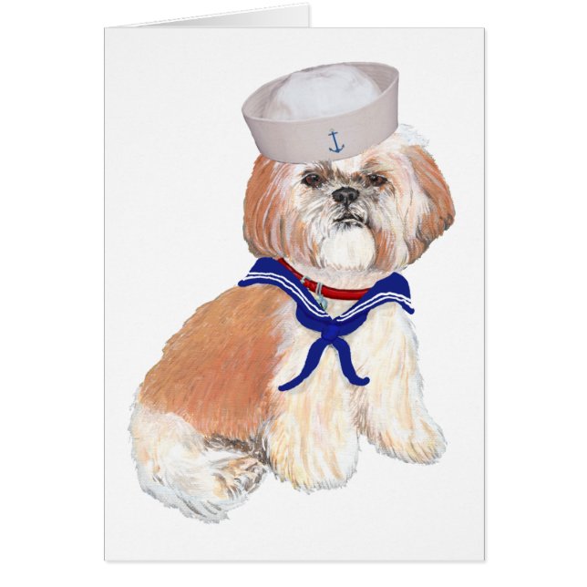 Cartão Marinheiro Shih Tzu (Frente)
