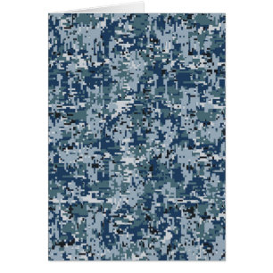 Cartão Marinho Blue Digital Pixels Camouflage Decor