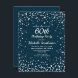 Cartão Marinho Blue Silver Glitter Women 60th Birthday<br><div class="desc">Azul marinho elegante com brilho de diamante prateado 60º convite de aniversário para mulheres. Entre em contato conosco para obter ajuda com a personalização ou para solicitar produtos correspondentes.</div>