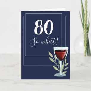 Cartão Marinho de vinho tinto Inspirador Azul 80 Aniversá
