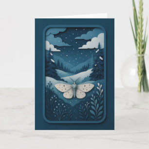 Cartão Mariposa ao Luar na Carta da Floresta de Inverno