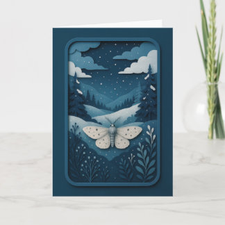 Cartão Mariposa ao Luar na Carta da Floresta de Inverno