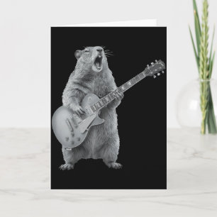 Cartão Marmota Tocando Violão Rock Feliz Dia da Marmota