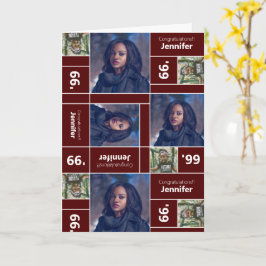 Cartão Maroon de Classe de Graduação de Foto Quadr