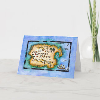 Cartão Marooned do mapa do tesouro do papagaio