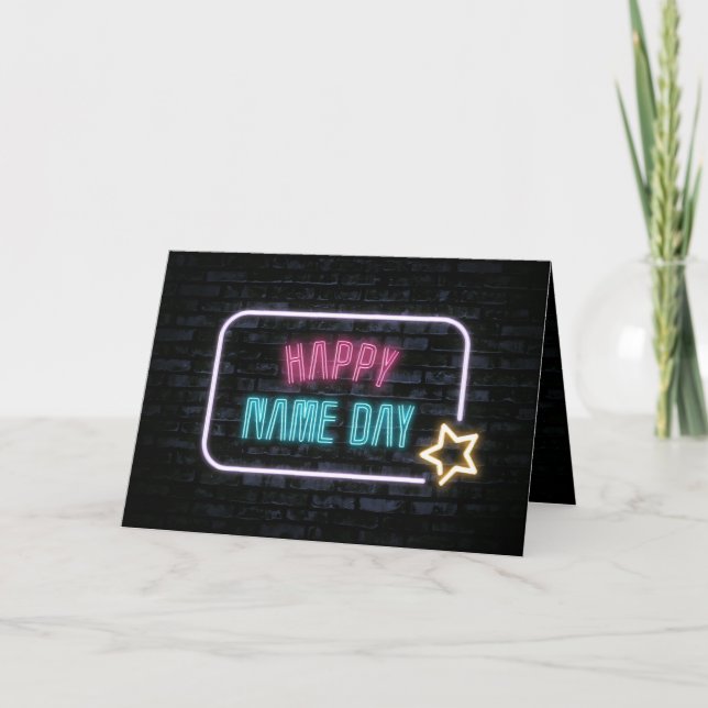 Cartão Marqueque Neon Name Day No Brick (Frente)