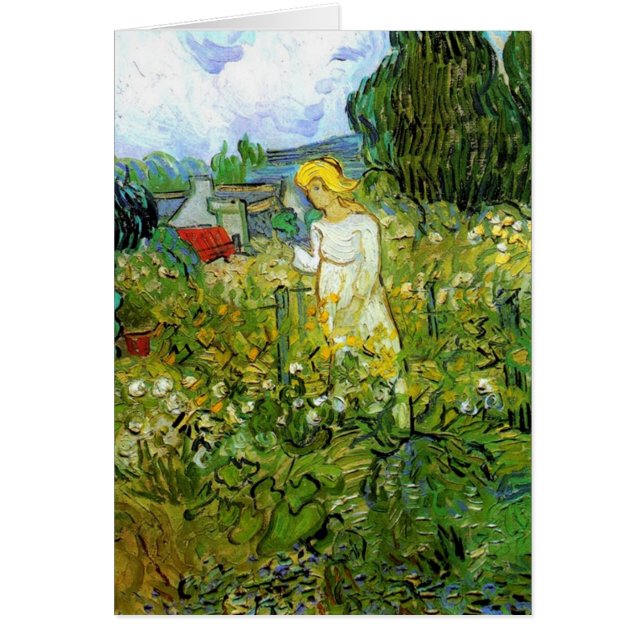 Cartão Marquerite Gachet no Jardim, Vincent van Gogh. (Frente)