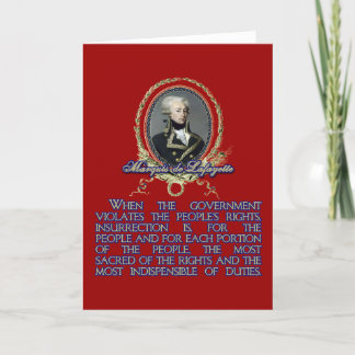 Cartão Marquis de Lafayette Cote sobre Insurreição