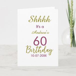Cartão Marrom dourado shhhh 60º aniversário nome simples