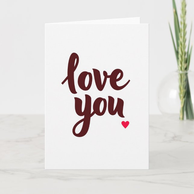 Cartão Marrom Elegante Simples de Amor (Frente)