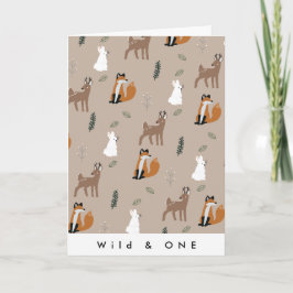 Cartão Marrom-Padrão de Animais Florestais Selvagens de U
