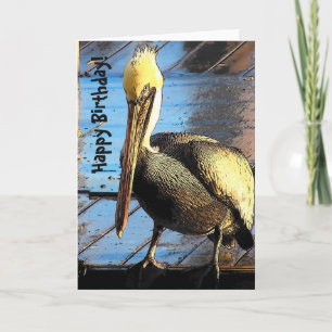 Cartão Marrom Pelican Bird Willife Animal Happy Birday