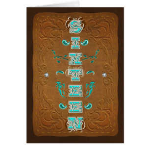 Cartão Marrom russo ocidental e turquesa SEXTEEN 16