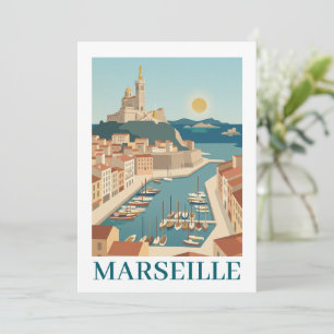 Cartão Marselha França Viagem Minimalista Vintage