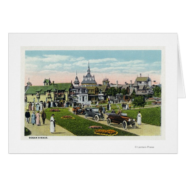 Cartão Martha's Vineyard, Vista da Avenida Ocean (Frente Horizontal)