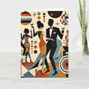 Cartão Martínis Jazzy Abstratos e Festa de Coquetel Danç