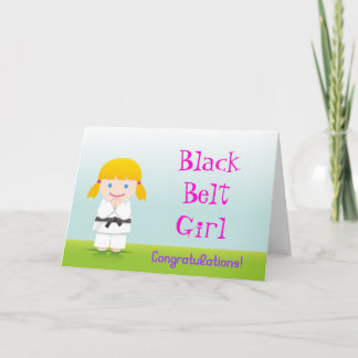 Cartão Martial Arts Black Belt Girl Congratulations Card