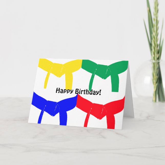 Cartão Martial Arts Colored Belts Happy Birthday (Frente)