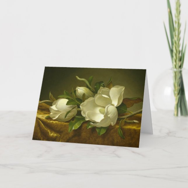 Cartão Martin Johnson Heade - Magnolias em Velvet Dourado (Frente)