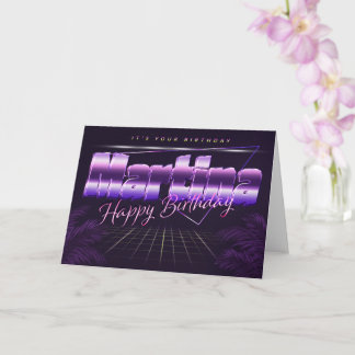Cartão Martina Name Vorname lila retro Karte Geburtstag