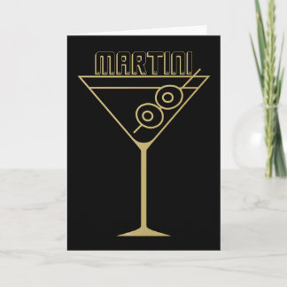 Cartão Martini de Duas Azeitonas Dourado Estilo Moderno d