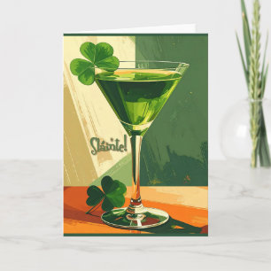 Cartão Martini de Trevo de Meados do Século Sláinte!