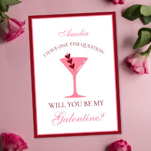Cartão Martini Galentine Dia Estético Vermelho e Rosa