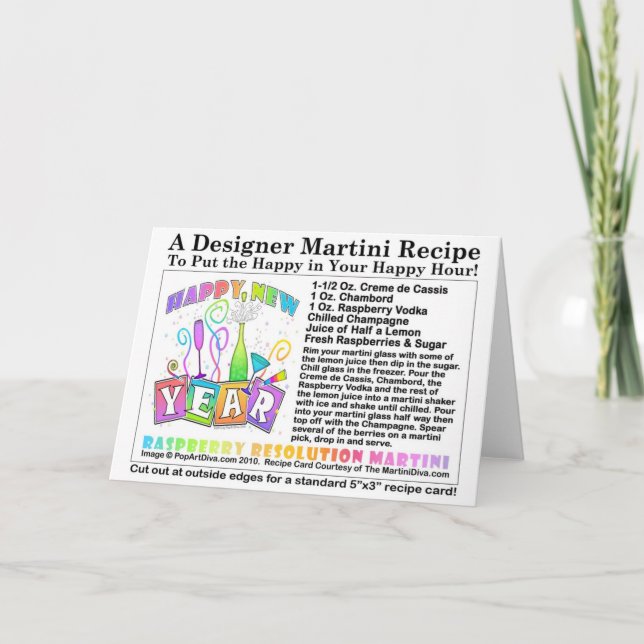 CARTÃO MARTINI RECIPE de Ano Novo RASPBERRY (Frente)