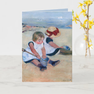 Cartão Mary Cassatt Crianças Brincando na Praia 1884 