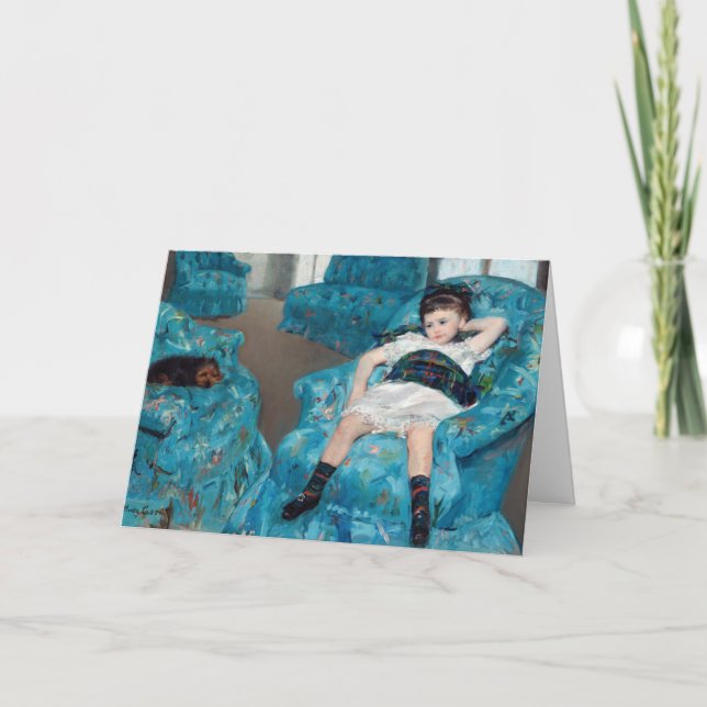 Cartão Mary Cassatt - Menina em uma cadeira de rodas azul (Frente)