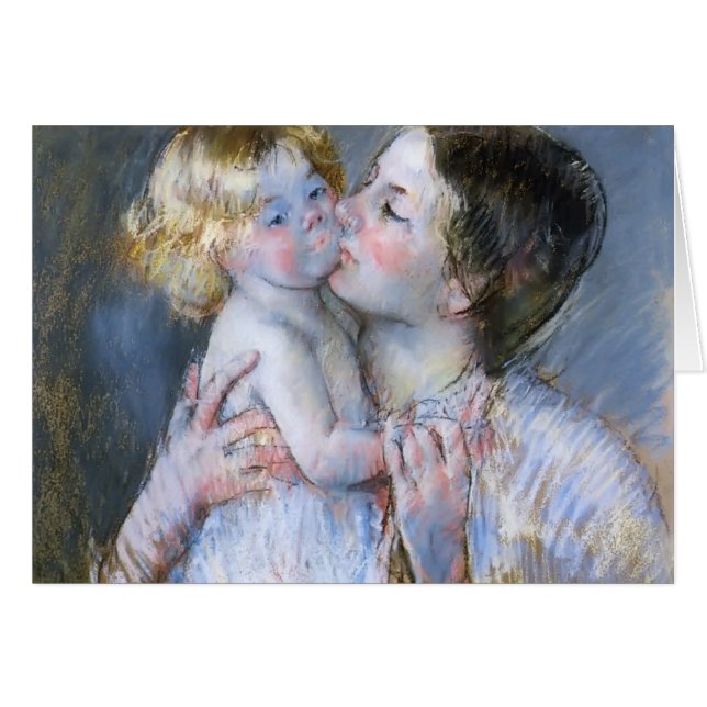 Cartão Mary Cassatt: Um beijo para o bebê Anne (no. 3) (Frente Horizontal)