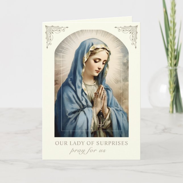 Cartão Mary Nossa Senhora das Surpresas Orou Católica (Frente)